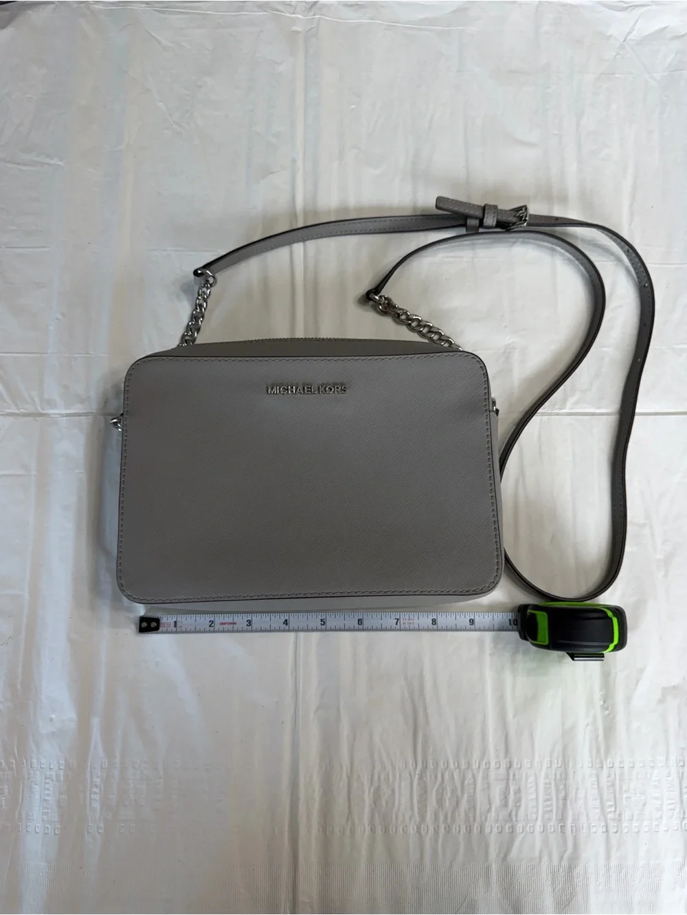Michael Kors Light Gray Leather Crossbody Messenger